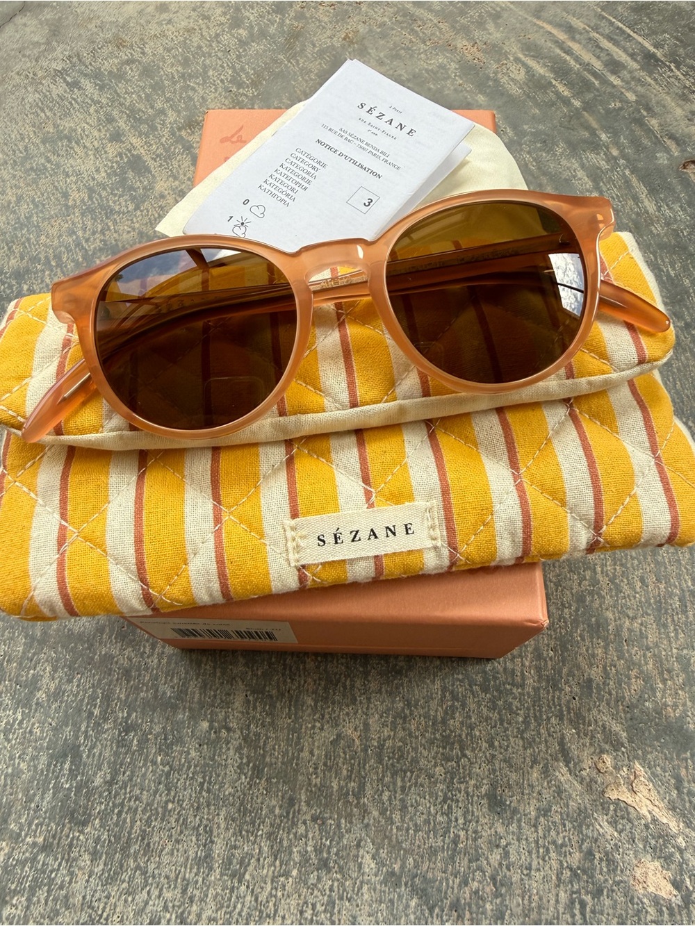 Sézane Penelope Sunglasses Blush Pink Made In France With Box And Case